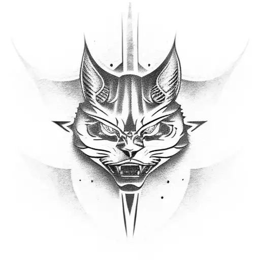 dodge challenger hell cat logo tattoo design idea