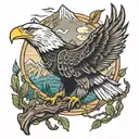 nature mountain bald eagle tattoo design idea