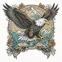nature mountain bald eagle tattoo design idea