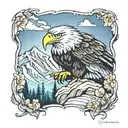 nature mountain bald eagle tattoo design idea