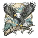 nature mountain bald eagle tattoo design idea