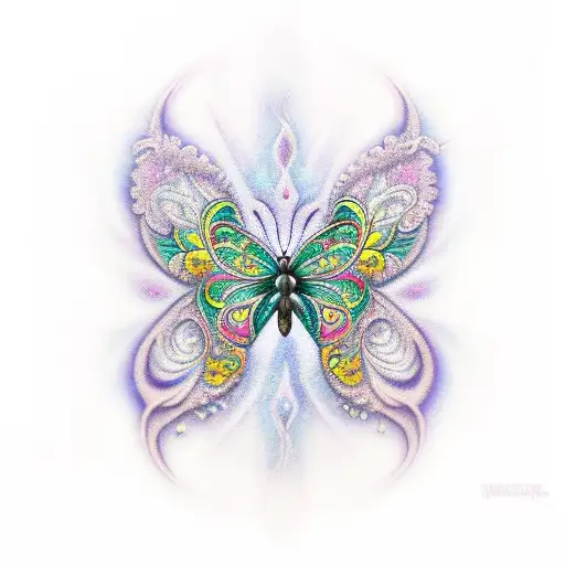 psychedelic butterfly tattoo design idea