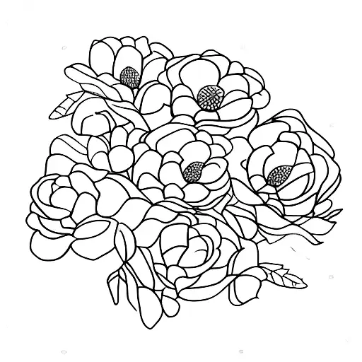 october, november, december, january birth flowers in a boquet tattoo design idea