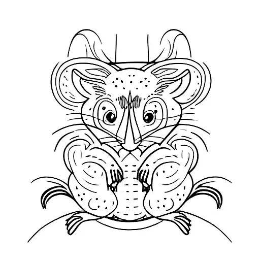 funny opossum  tattoo design idea