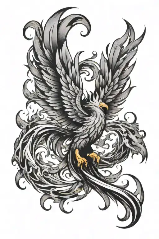 Phoenix rising from flames tattoo design idea
