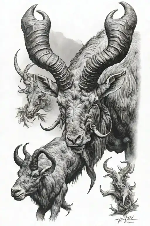 bull vs ibex tattoo design idea