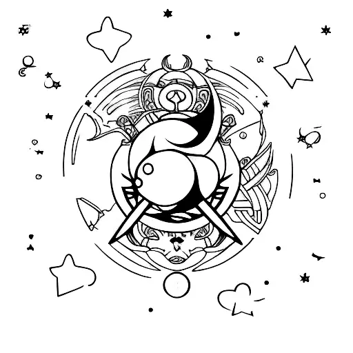 sailor moon theme simple tramp stamp with upside-down black crescent moon in the center  tattoo design idea