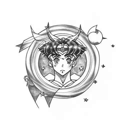 sailor moon theme simple tramp stamp with upside-down black crescent moon in the center  tattoo design idea