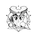 sailor moon theme simple tramp stamp with upside-down black crescent moon in the center  tattoo design idea