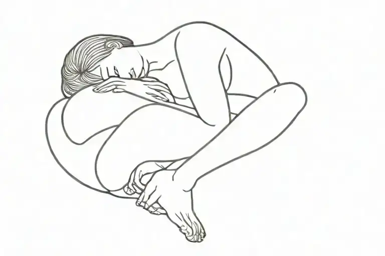 fetal position mental health  tattoo design idea