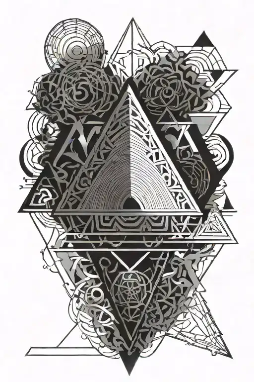 triangle shaped sigilism dark ancient goth shadows tattoo design idea