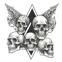 triangle skulls with silgilism and ancient goth greek tattoo design idea