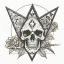 triangle skulls with silgilism and ancient goth greek tattoo design idea