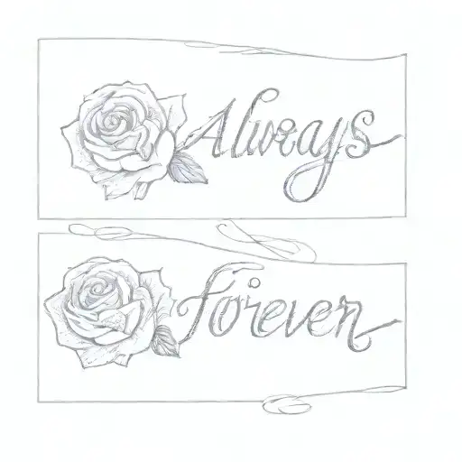 a tattoo of a rose and the words always forever tattoo design idea