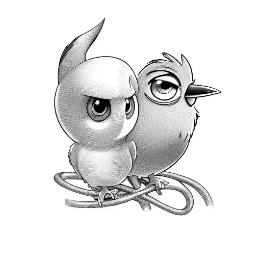 A black-grey tattoo of Sylvester and Tweety Bird sitting on a cinema reel, symbolizing the client's love for cartoons and movies. tattoo design idea