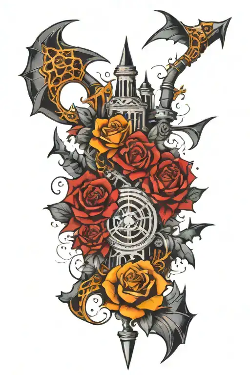 Forearm Tatoo with some rock, metalcore and rollercoaster references  tattoo design idea