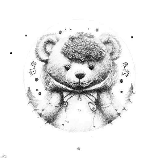 A gircrying holding teddy  tattoo design idea