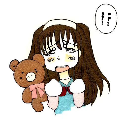 A girl crying holding teddy  tattoo design idea