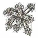 cross with broken chains wrapped tattoo design idea