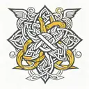 A Celtic father daughter knot intertwined with a Gemini symbol tattoo design idea