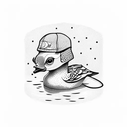 ducky bucket hat tattoo design idea