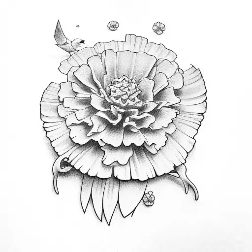 marigold, gladious ,larkspur, dove tattoo design idea