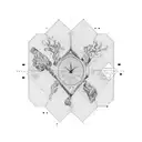 fingerprint pentagrama hourglas tattoo design idea