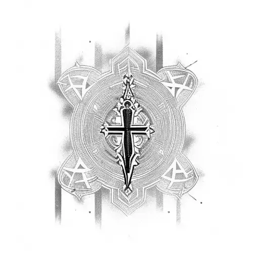 cross guitar  tattoo design idea