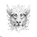 a face, the left side is virgo and the other half is leo tattoo design idea