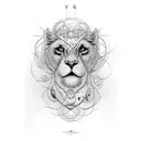 a face, the left side is virgo and the other half is leo tattoo design idea