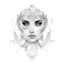 a face, the left side is virgo and the other half is leo tattoo design idea