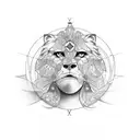 a face, the left side is virgo and the other half is leo tattoo design idea