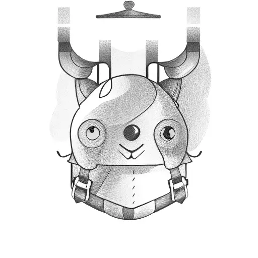 A student holding a joystick, with a backpack full of travel souvenirs tattoo design idea