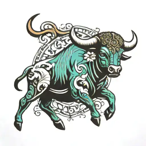taurus zodiac sign top left chest tattoo design idea