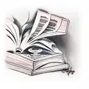 A book and pen tattoo design idea