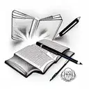 A book and pen tattoo design idea