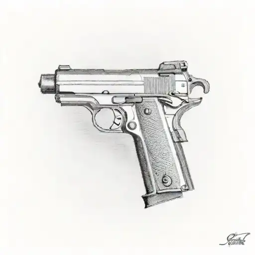 1911 colt pistol tattoo design idea