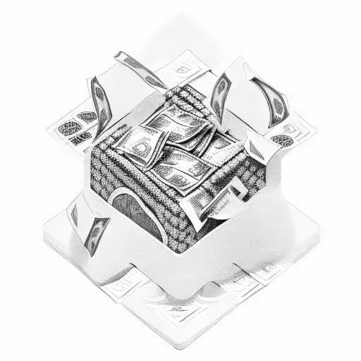 money and dice tattoo design idea