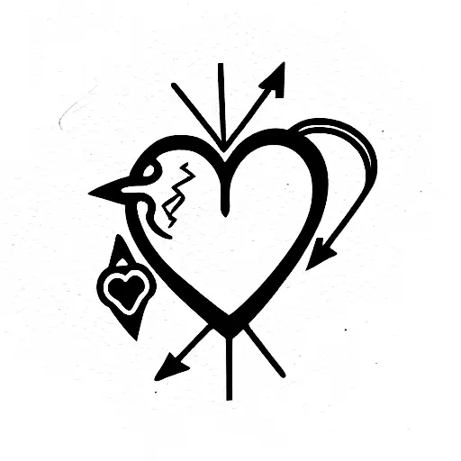 spinning wheel with heart on one side and brain in the other side tattoo design idea