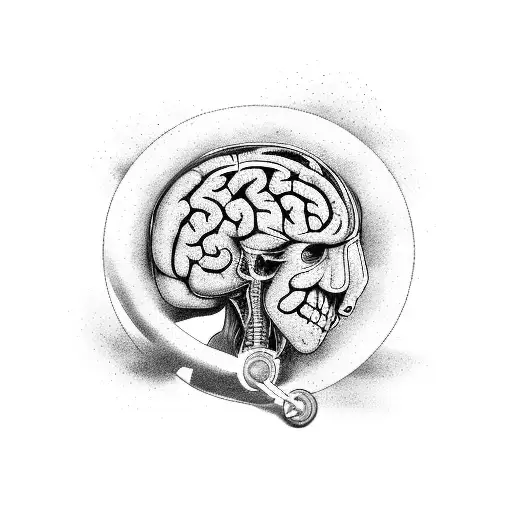 spinning motorcycle's wheel with brain in one side and heart in the other side tattoo design idea