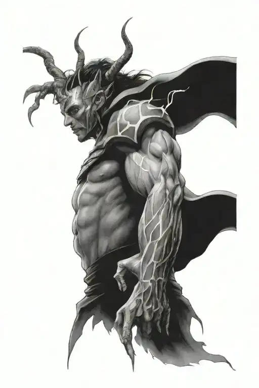 A god-like figure harnessing the power of thunder in their hands tattoo design idea