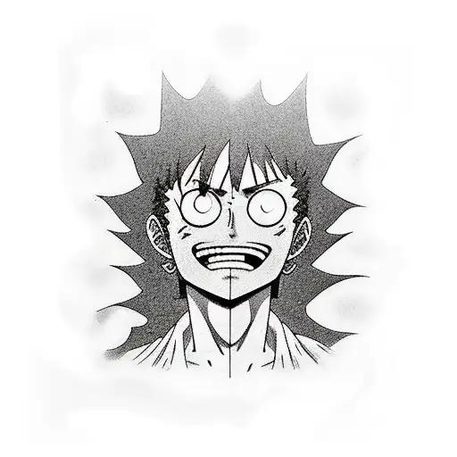 The image is a collage of various black and white One Piece manga panels featuring different characters. There are 15 pa tattoo design idea