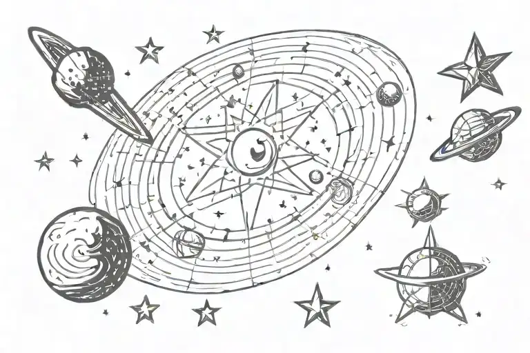 space and star sign tattoo design idea