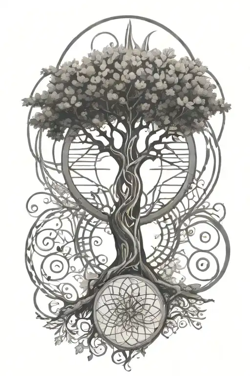 tree of life and DNA strand tattoo design idea