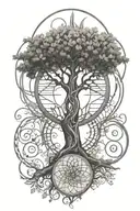tree of life and DNA strand tattoo design idea