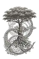 tree of life and DNA strand tattoo design idea