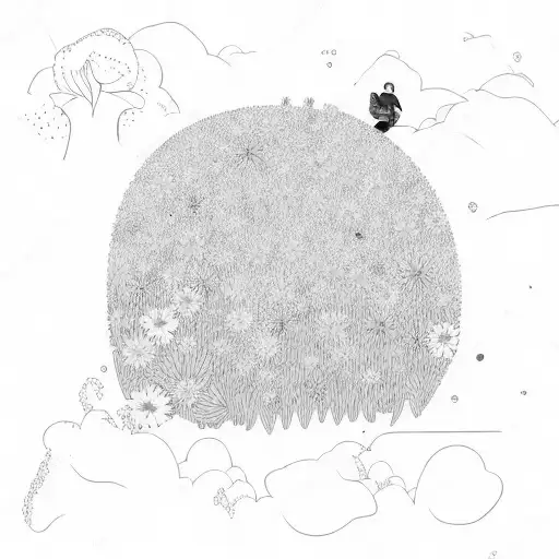 Snowboarding in a field of blooming flowers tattoo design idea