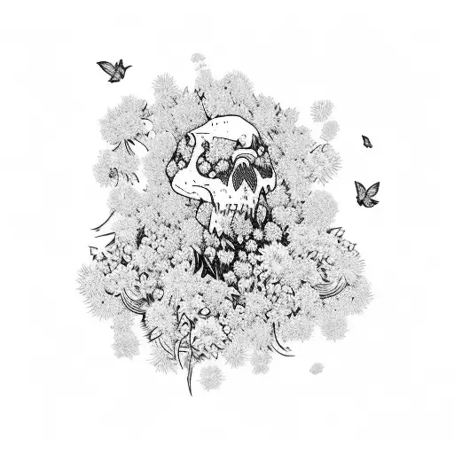 Snowboarding in a field of blooming flowers tattoo design idea