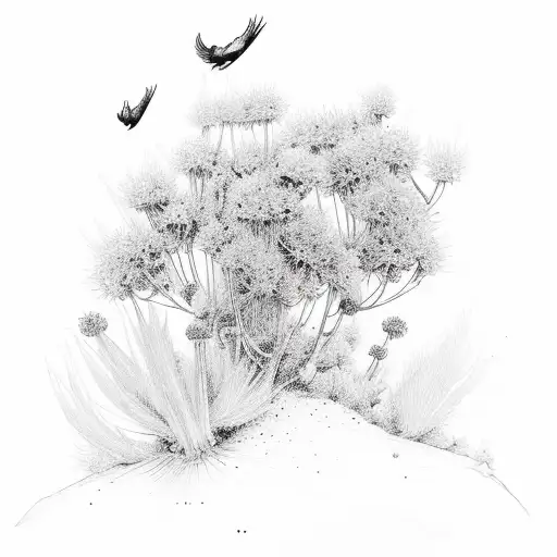 Snowboarding in a field of blooming flowers tattoo design idea