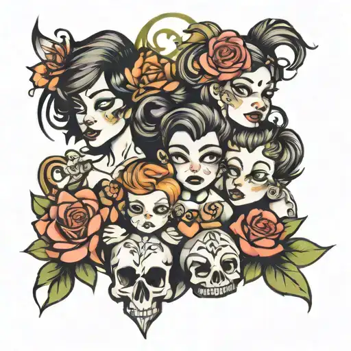 family mom,dad,sister,2 sons  tattoo design idea